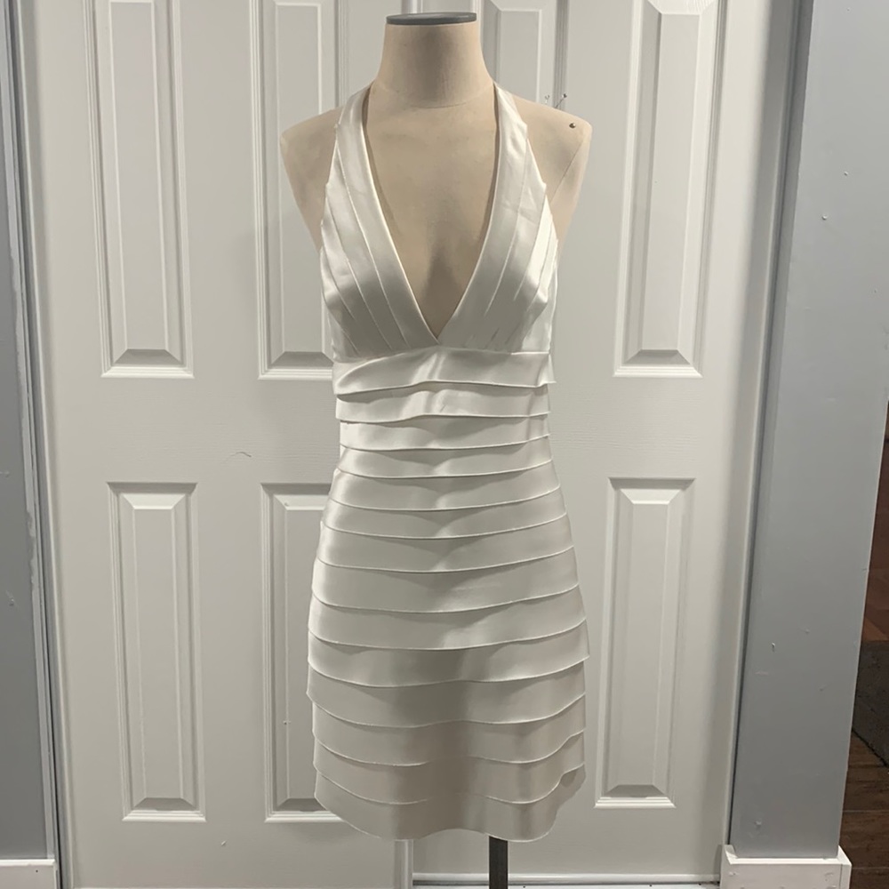 BCBG White satin halter vintage 90s